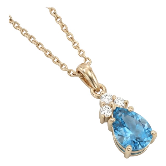 Elegant Style Blue Topaz Pendant - December Birthstone Pendant for Woman For Sale