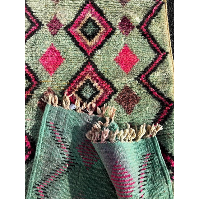 Moroccan Pastel Wool Hallway Carpet For Sale - Image 6 of 7