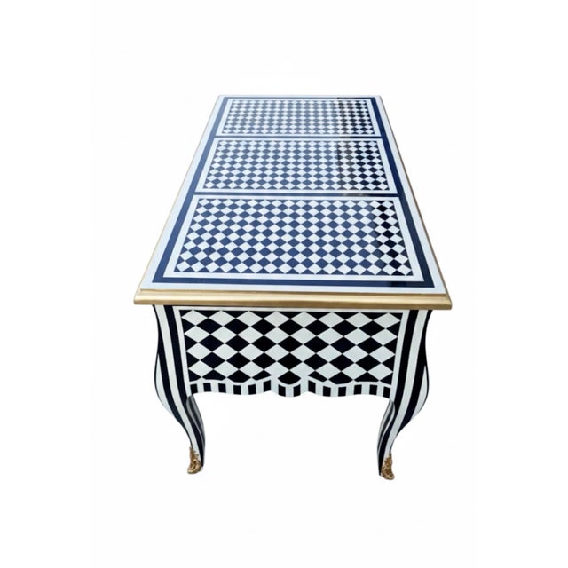 1960s Harlequin Black and White Desk Table For Sale - Image 4 of 8