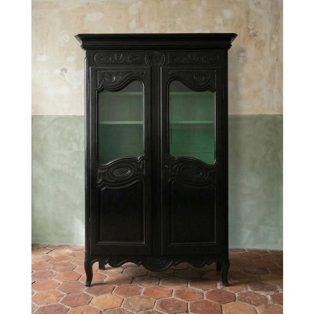 19th Century Black Vitrine Marriage Armoire For Sale - Image 3 of 6