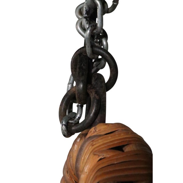 Vintage Hanging Bamboo Egg Chair Made in Hong Kong Circa 1970's For Sale - Image 10 of 15