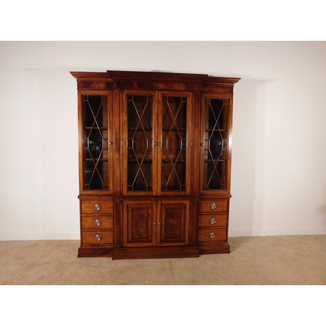 Vintage 1990s Chippendale Style Ethan Allen Breakfront China Display Cabinet Vintage 1990s Chippendale Style Ethan Allen...