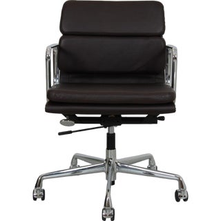 EA-217 Office Chair in Dark Brown Leather by Charles Eames, 2000s For Sale