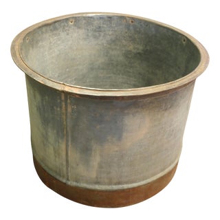 Large Galvanised Steel and Iron Cauldron Log Bin For Sale