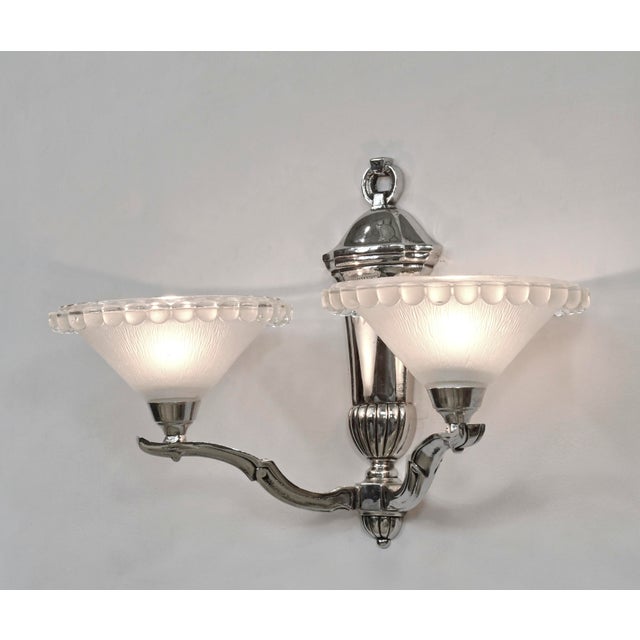 Silver French Art Deco Wall Sconces by Petitot & Gauthier Ezan France 1930s - A Pair For Sale - Image 8 of 12