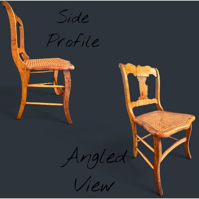 Antique Birdseye Tiger Maple Cane Seat Chair-Federal Style-Accent-Side-Furniture For Sale - Image 6 of 11