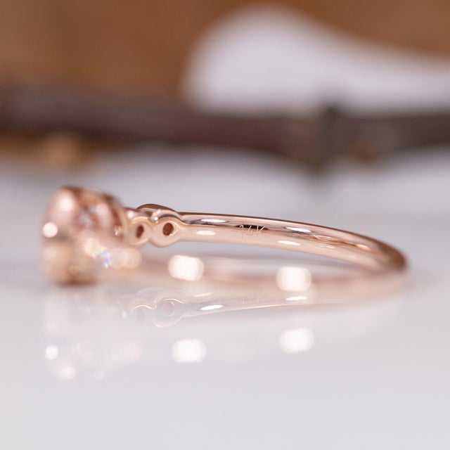 1.3Ct Aaa Cor De Rosa Morganite Ring With Earth-Mined Diamonds: Solid 14k Gold For Sale - Image 9 of 9