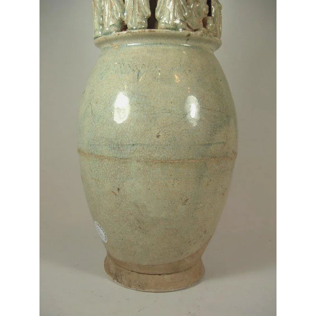 Tall Song Dynasty Molded Yingqing Porcelain Funerary Urn For Sale - Image 4 of 10