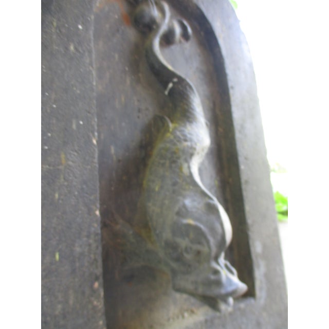 Mid 19th Century Antique French Ornate Lead Fish Design With Cement Surround & Well Wall Fountain For Sale - Image 5 of 11