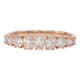 Classic Grace Lab Diamond Band Ring in Solid 14k Rose Gold For Sale