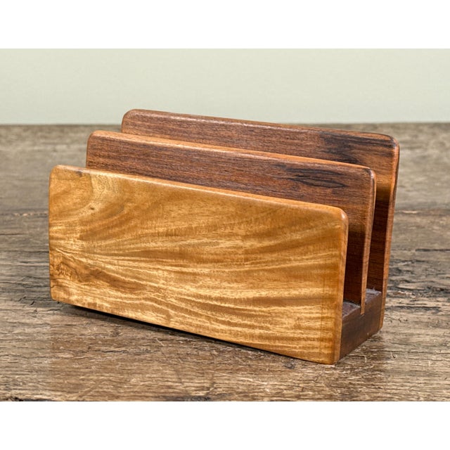 Vintage Danish Modern Teak Wood Desk Organizer / Letter Holder For Sale - Image 4 of 5