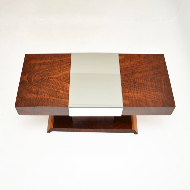 Wood Art Deco Walnut Mirrored Coffee Table, 1930 For Sale - Image 7 of 12