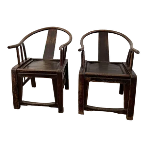 Late 19th Century Chinese Moon Gazing Chairs - a Pair
