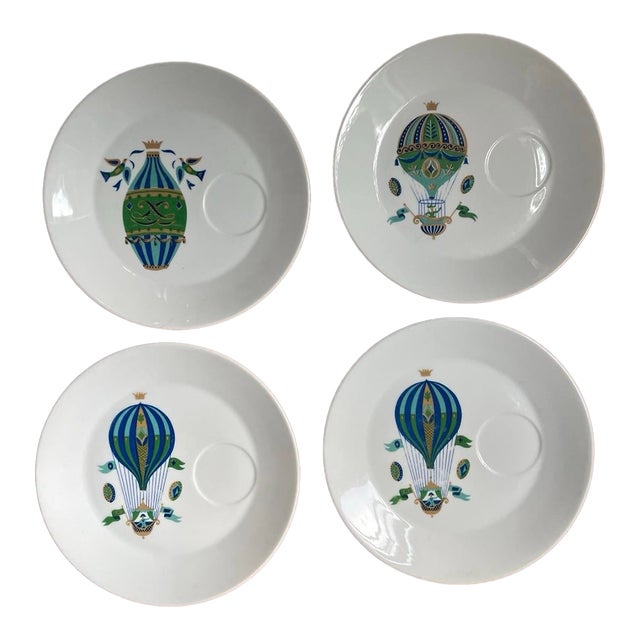 1960s Collection of Four (4) George Briard Hot Air Balloon 9 3/8” Plates For Sale