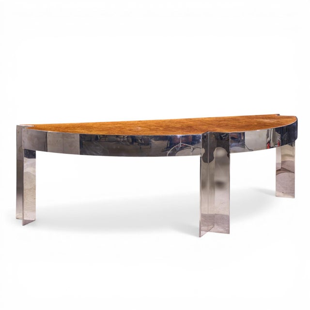 Wood Leon Rosen for Pace Mid Century Burlwood and Chrome Executive Desk For Sale - Image 7 of 9