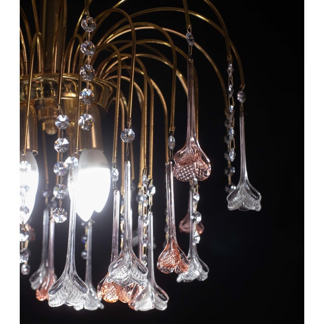 Brigitte Bardot, Pink and Transparent Murano Glass Flowers Chandelier, 1970s For Sale - Image 6 of 12