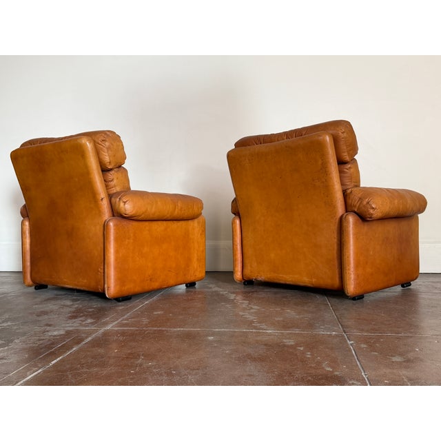 Brown 1970s C & B Italia Leather Lounge Chairs For Sale - Image 8 of 12