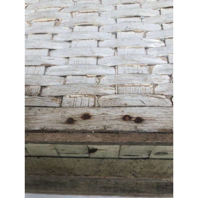 Wood Oak White Laundry Basket With Handle For Sale - Image 7 of 9