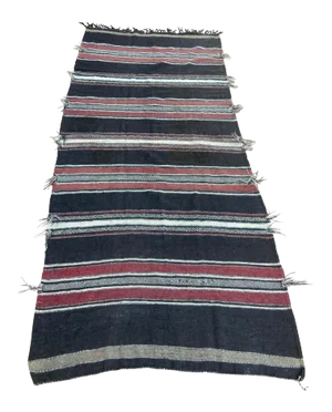Moroccan Vintage Flat-Weave Black Camel Hair Tribal Rug