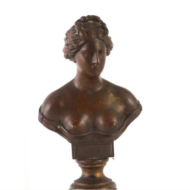 Mid 19th Century Grand Tour Bronze Bust of a Goddess For Sale - Image 4 of 5