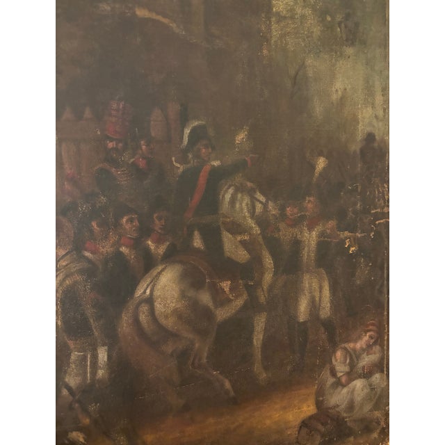 Antique Napoleonic Military Scene Oil Painting – 19th Century [Gy] For Sale - Image 4 of 9