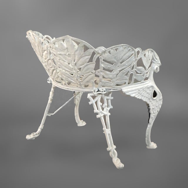 Late 19th Century Antique Painted Cast Iron Figural Fern Garden Chairs by Hart Circa 1890 - A Pair For Sale - Image 5 of 6