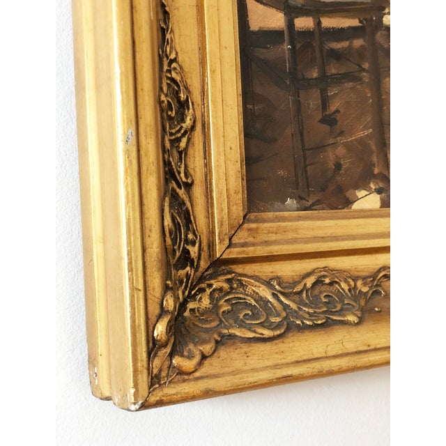 Mid 20th Century Vintage Original Cottage Interior Oil Painting: Framed Farmhouse Art by Bjarne Landberg For Sale - Image 5 of 12