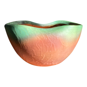 1930s Weller Pottery Muted Orange/Tangerine Bowl With Interior Folded Rim
