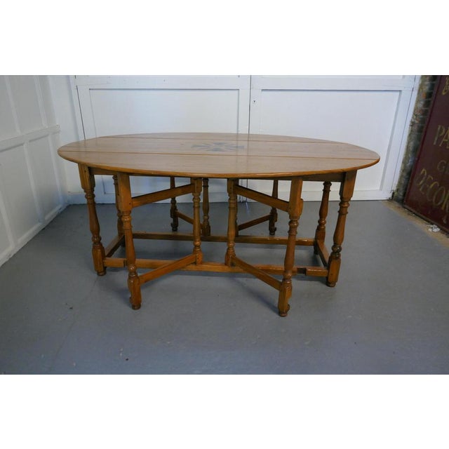 Wood Large French Gate Leg Dining Table, 1930s For Sale - Image 7 of 16