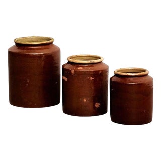 Rustic Ceramic Vases, 1940s, Set of 3 For Sale