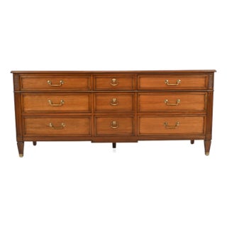 Kindel Furniture Neoclassical Louis XVI Style Cherry Nine-Drawer Dresser For Sale