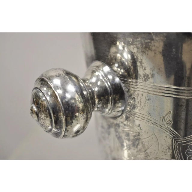 Antique Art Nouveau Twin Knob Handle Silver Plated Champagne Chiller Ice Bucket For Sale - Image 4 of 12
