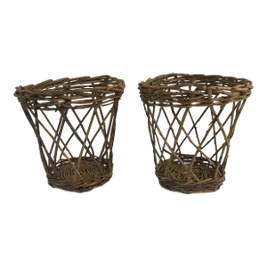 Vintage Wicker Planter Baskets - a Pair