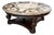 Elegant Round Marble Inlay Coffee Table With Carved Wood Base For Sale