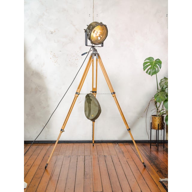 This vintage tank searchlight floor lamp is a one-of-a-kind leopard 1 military spotlight, repurposed into a stunning...