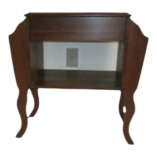 1980s Vintage Wood Magazine Rack Side End Table Dark Tone For Sale