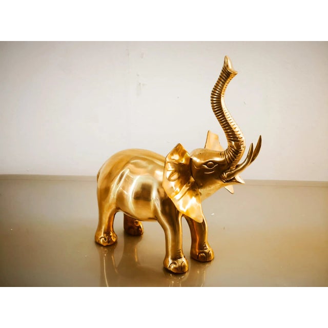 Mid-Century Modern Vintage Gold Brass Elephant For Sale - Image 3 of 12