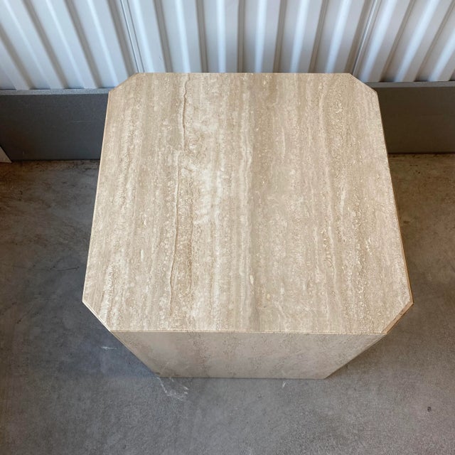 Vintage Travertine Cube Octagonal Table For Sale In New York - Image 6 of 12