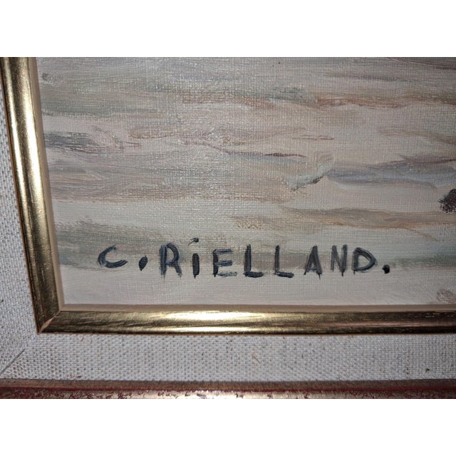 Christophe Rielland, View of a Port and Lively Beach, Oil on Canvas, Framed For Sale - Image 4 of 9