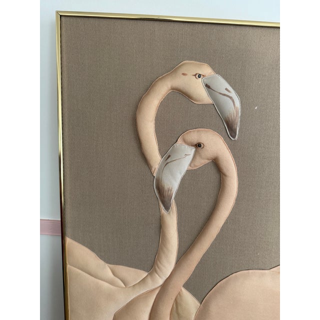 1980s 1980 Flamingo Fabric Artwork For Sale - Image 5 of 5