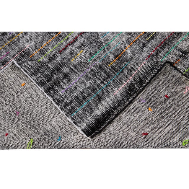 Abstract Vintage Distressed Handmade Gray Wool Rug With Multicolor Design For Sale - Image 3 of 13