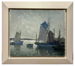 Henry Maurice Cahours, Sailboats, Brittany, 1930s, Oil, Framed