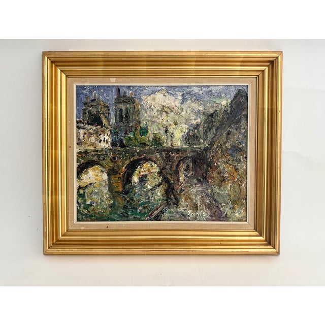 A beautiful view of mid-century Paris with striking Post-Impressionist oil painting by renowned Danish artist Einer...