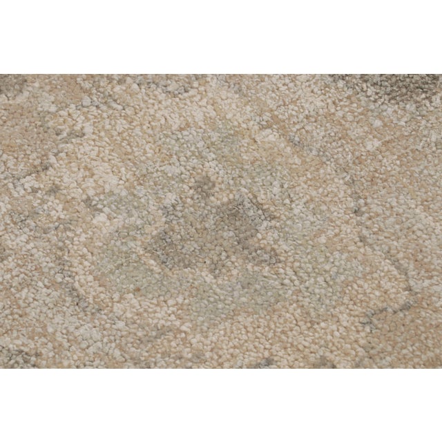 2010s Rug & Kilim’s Oushak Style Rug in Gray and Beige With All Over Floral Pattern For Sale - Image 5 of 7