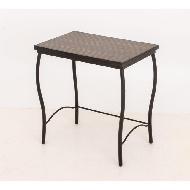 Set of Three Contemporary Mahogany Inlay Nesting Tables For Sale - Image 9 of 11