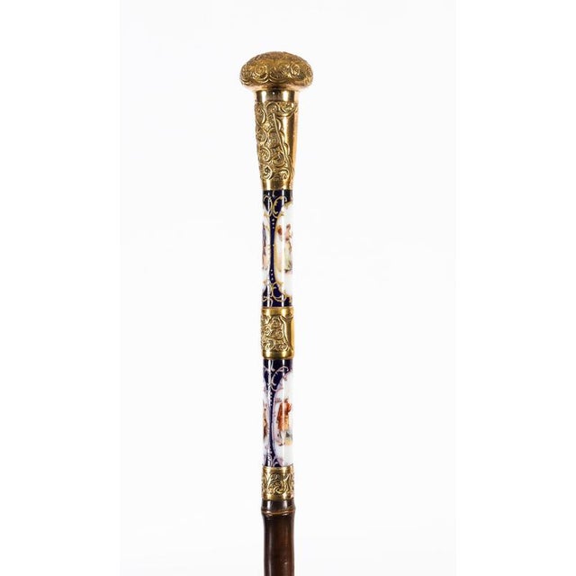 Antique French Gold Plate Sevres Porcelain Walking Sword Stick, 19th Century For Sale - Image 14 of 18