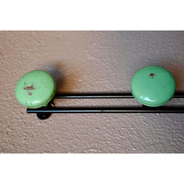Mid-Century Modern Wall Coat Rack in Black and Green Metal, 1950s For Sale - Image 4 of 5