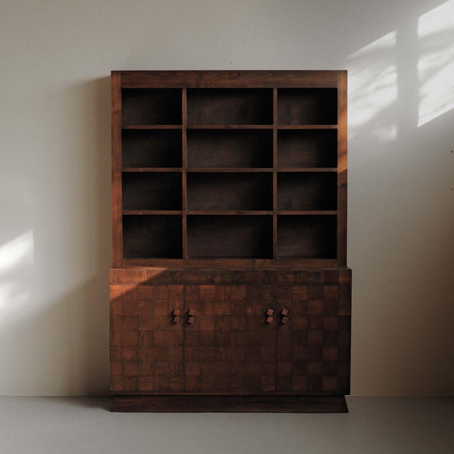 Brown French Art Deco Oak Marquetry Cabinet, 1930 For Sale - Image 8 of 18