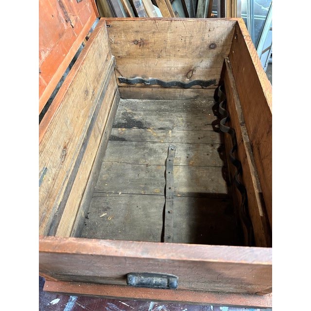 Orange 19th Century Antique Pine Tool Box With Insert and Tool Holders For Sale - Image 8 of 10