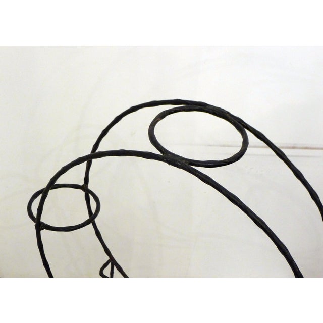 Round Openwork 4-Plant Stand in Black Wrought Iron, 1960s For Sale - Image 6 of 12